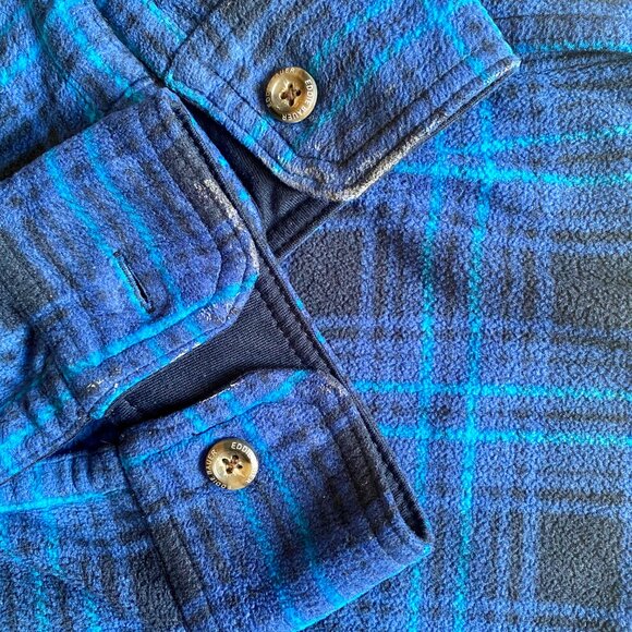 Eddie Bauer Mens Fleece Button Up Shirt, Long Sleeve, Blue/Black Plaid, Size 2XL - Picture 12 of 12
